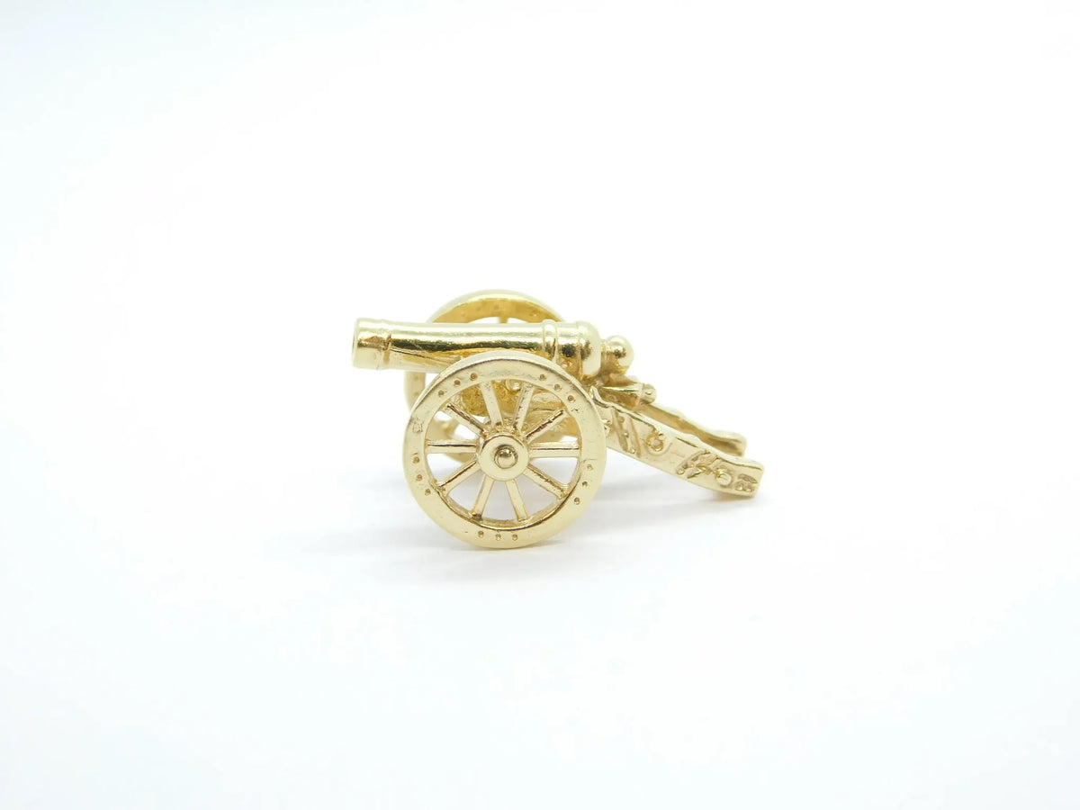 14kt Yellow Gold Three Dimensional Moving Cannon Charm