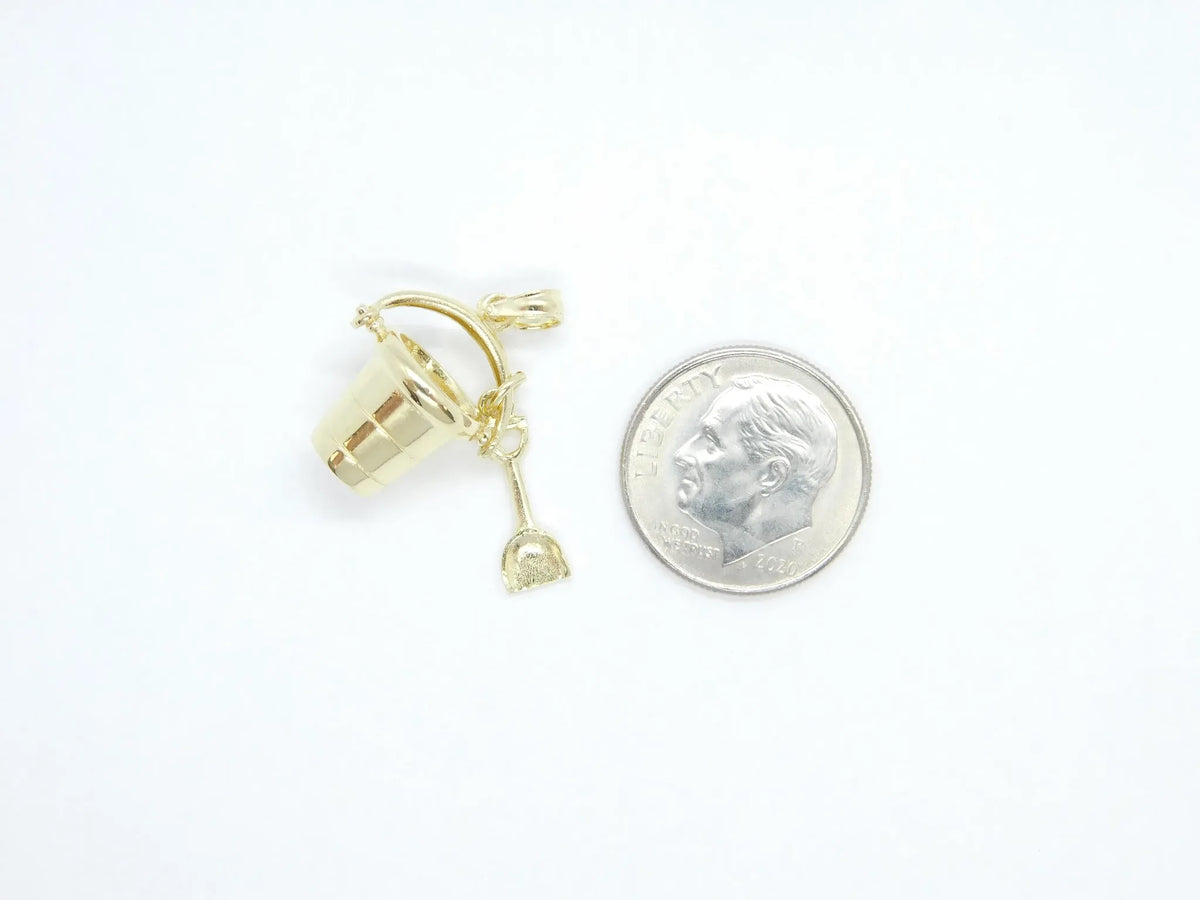 14kt Yellow Gold Sand Bucket and Shovel Pendant
