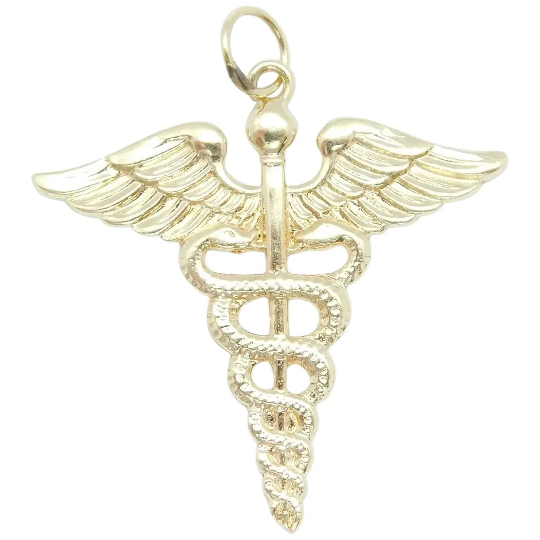 14kt Yellow Gold Caduceus Nursing Charm / Pendant