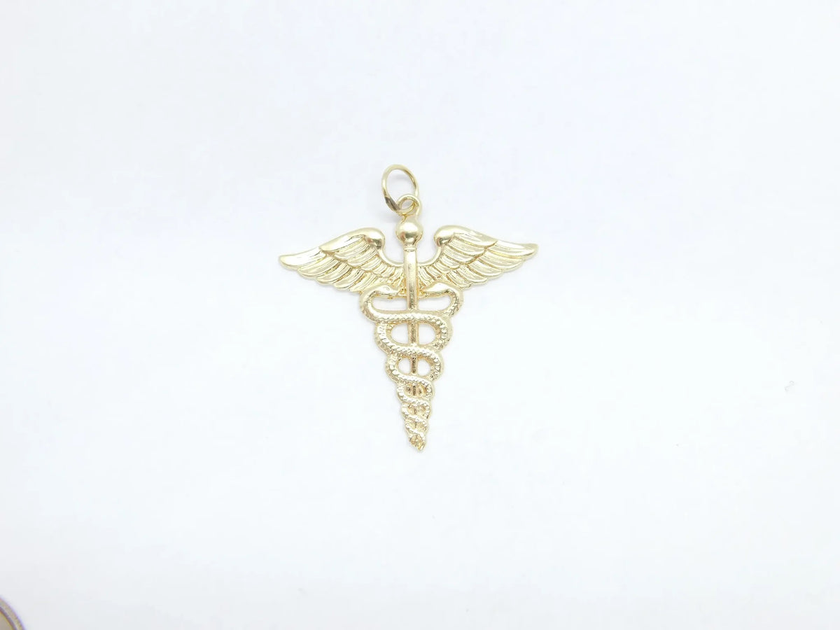 14kt Yellow Gold Caduceus Nursing Charm / Pendant