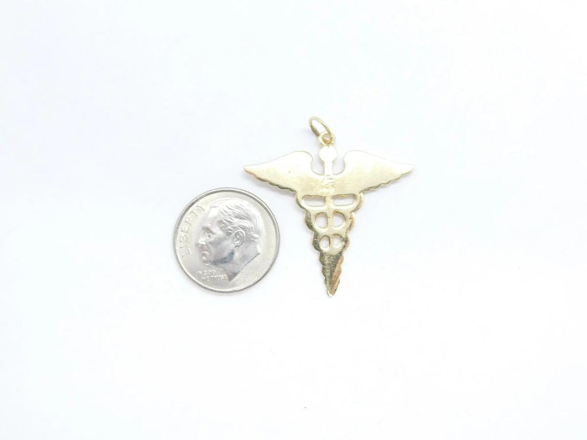 14kt Yellow Gold Caduceus Nursing Charm / Pendant