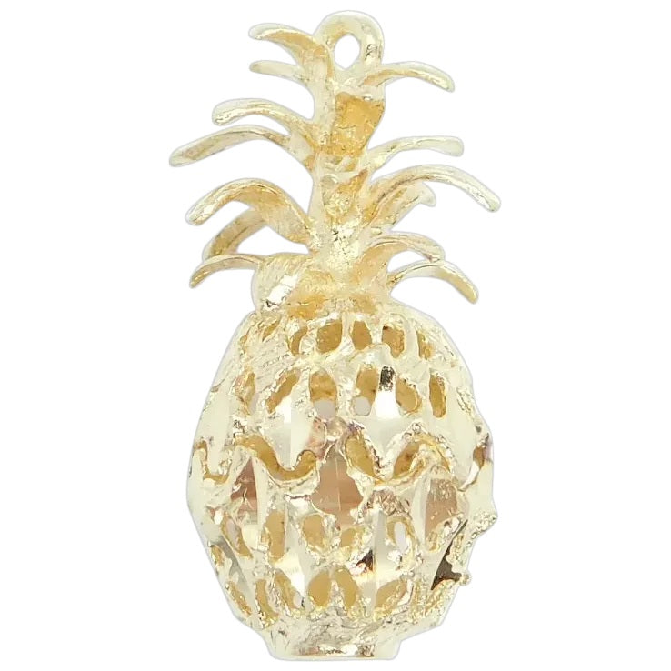 14kt Yellow Gold Three Dimensional Diamond Cut Pineapple Charm