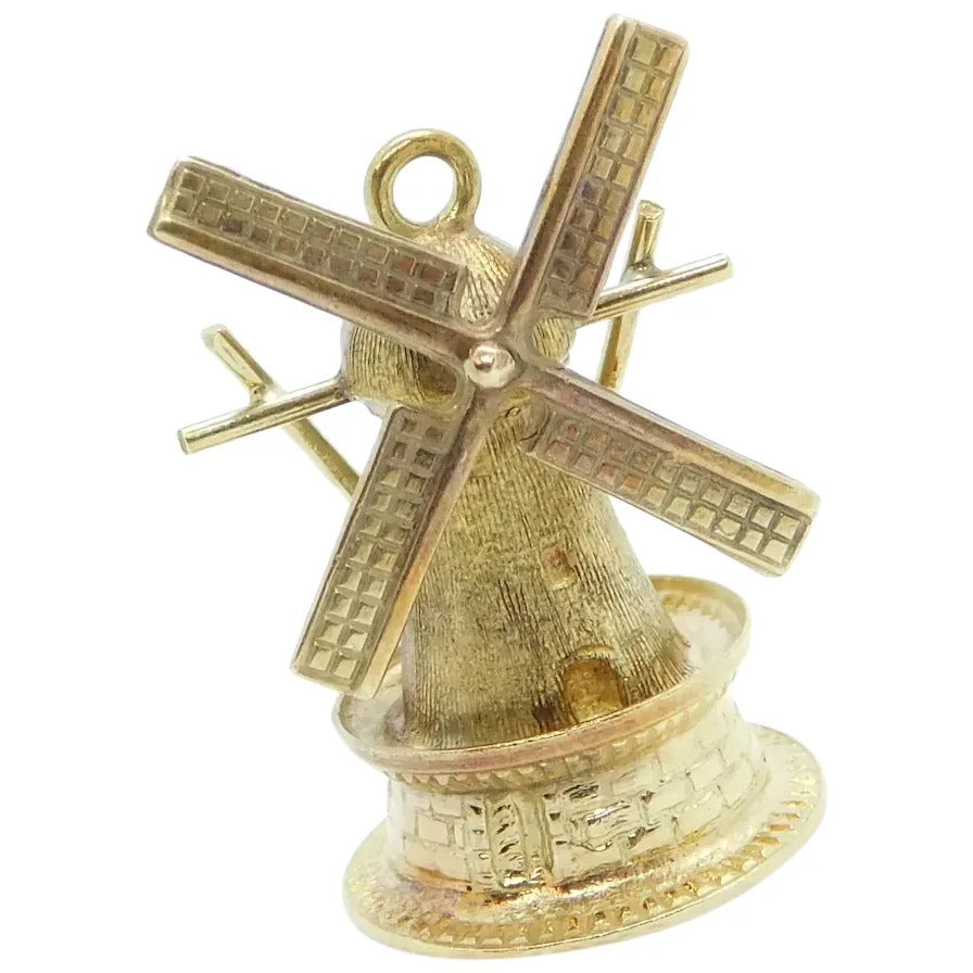 14kt Yellow Gold Moving Windmill Charm