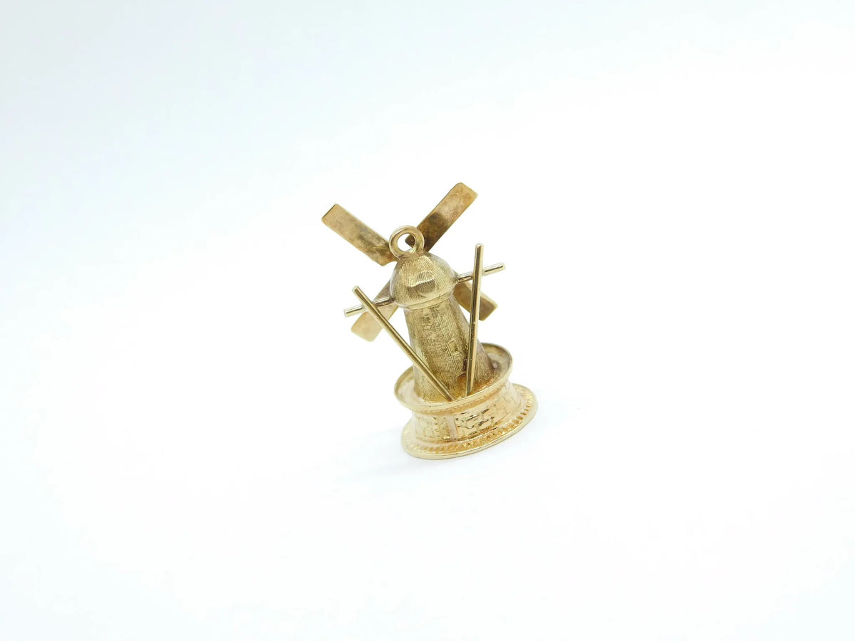 14kt Yellow Gold Moving Windmill Charm