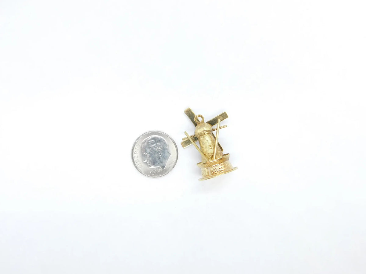 14kt Yellow Gold Moving Windmill Charm