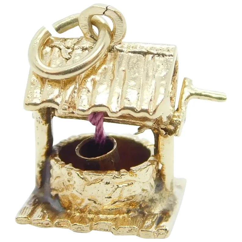 14kt Yellow Gold Moving Wishing Well Charm