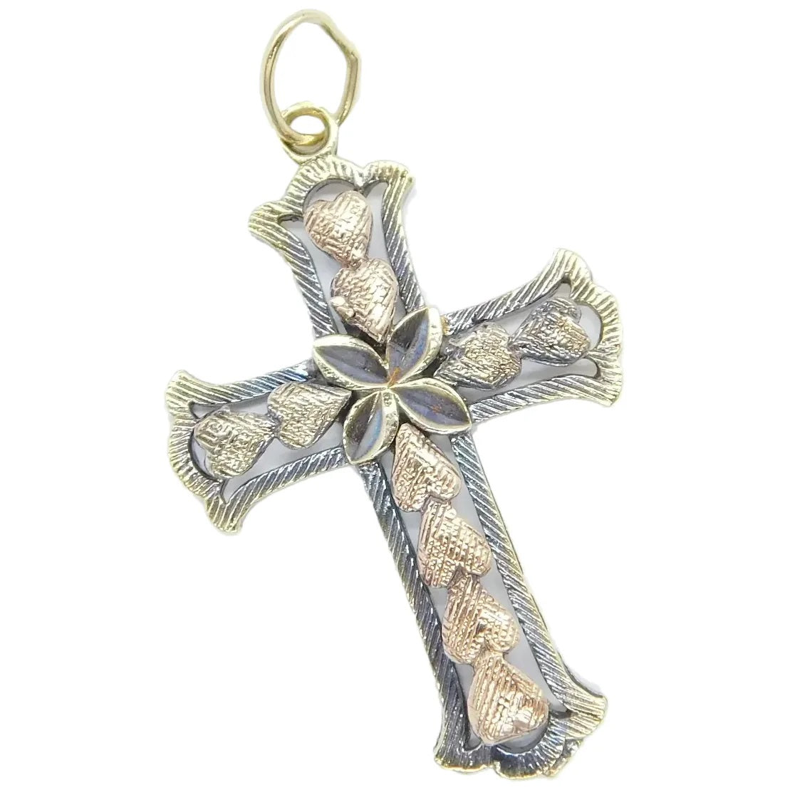 14kt Yellow and Rose Gold Two-Tone Cross Pendant