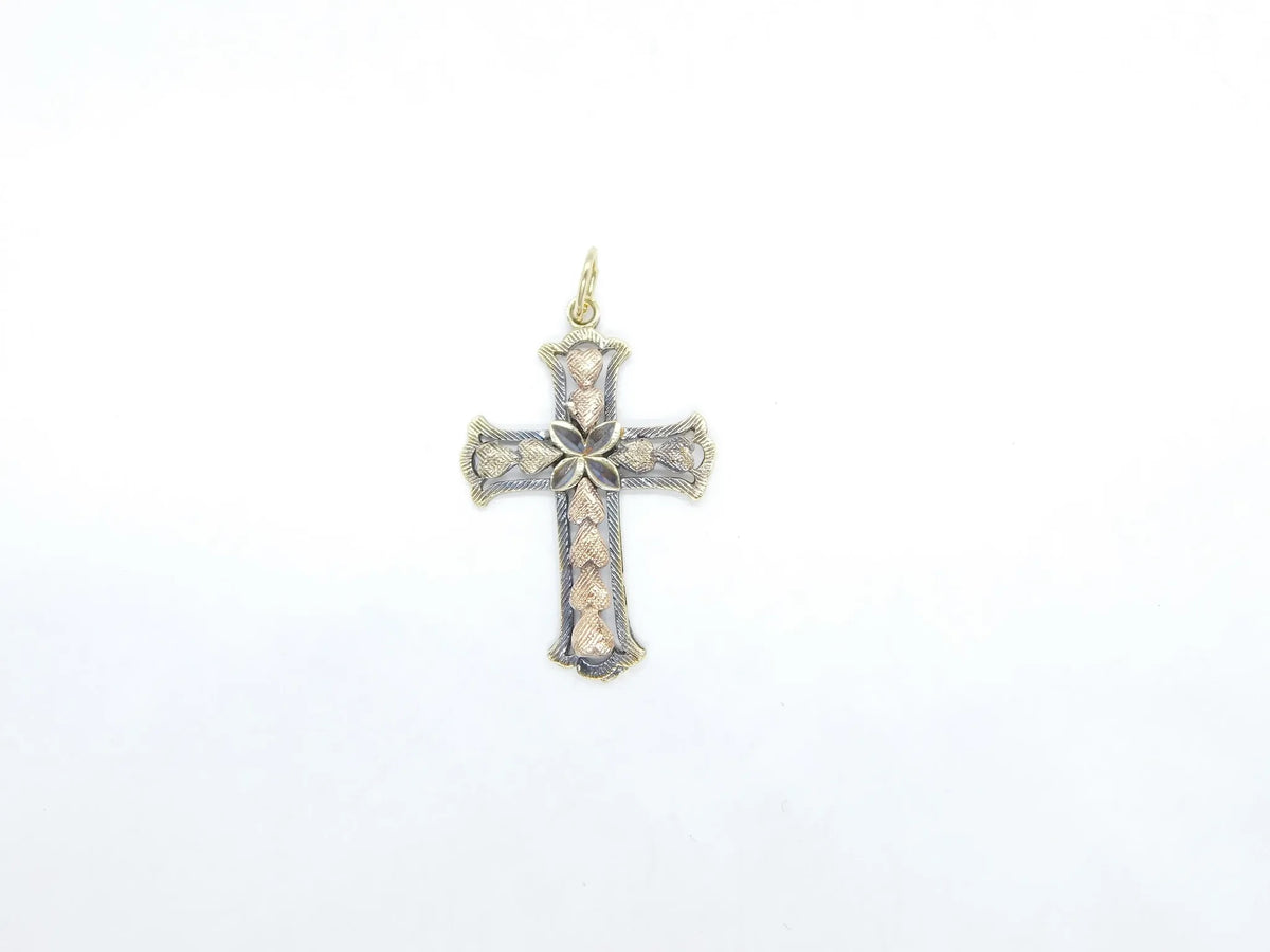 14kt Yellow and Rose Gold Two-Tone Cross Pendant