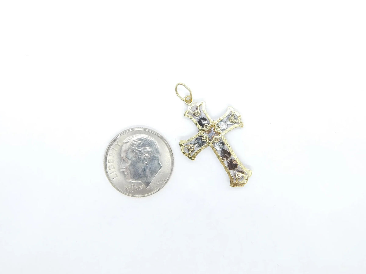 14kt Yellow and Rose Gold Two-Tone Cross Pendant