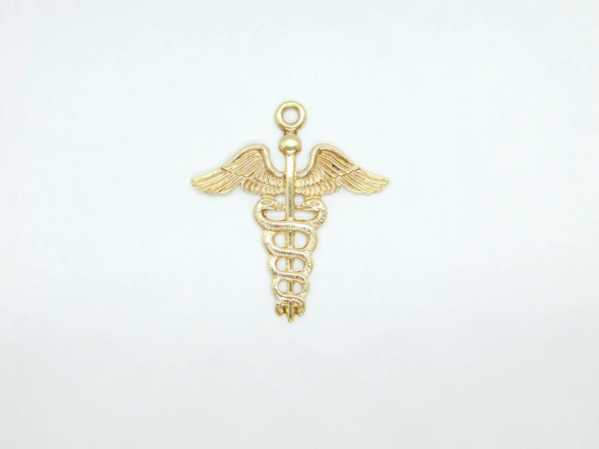 14kt Yellow Gold Caduceus Nursing Charm / Pendant
