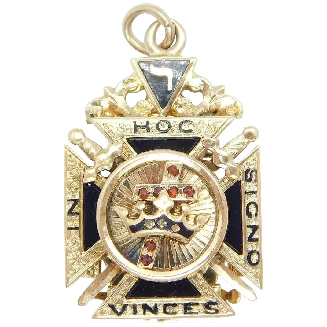 14kt Yellow Gold Masonic / Shiners 32rd Degree Opening Double Eagle Pendant