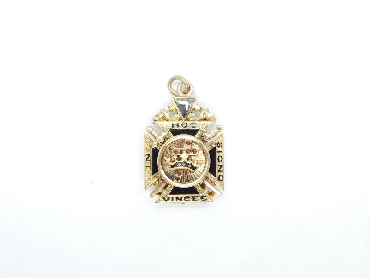 14kt Yellow Gold Masonic / Shiners 32rd Degree Opening Double Eagle Pendant