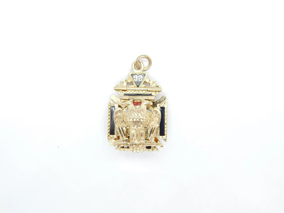 14kt Yellow Gold Masonic / Shiners 32rd Degree Opening Double Eagle Pendant