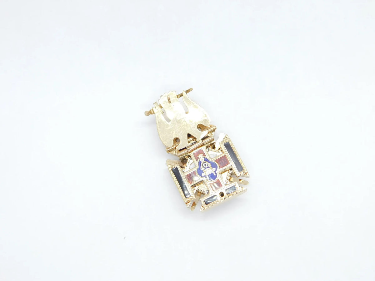 14kt Yellow Gold Masonic / Shiners 32rd Degree Opening Double Eagle Pendant