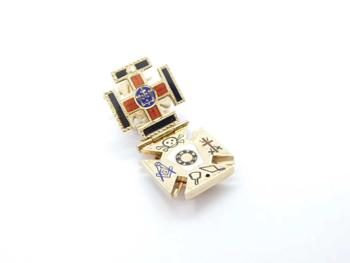 14kt Yellow Gold Masonic / Shiners 32rd Degree Opening Double Eagle Pendant