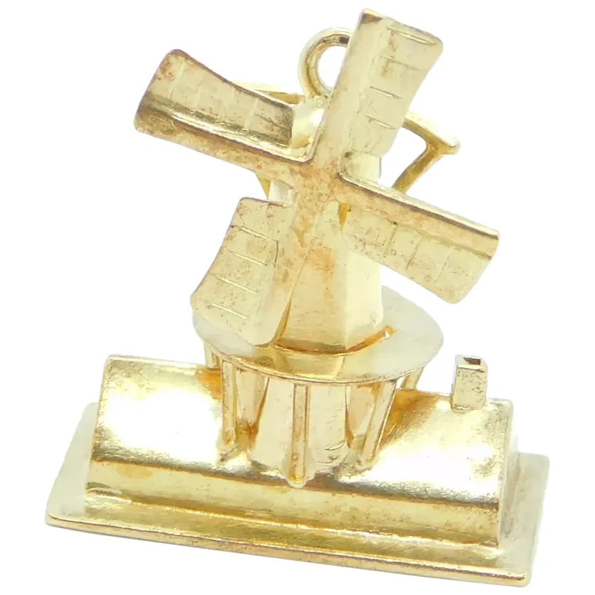 14kt Yellow Gold Moving Windmill Charm