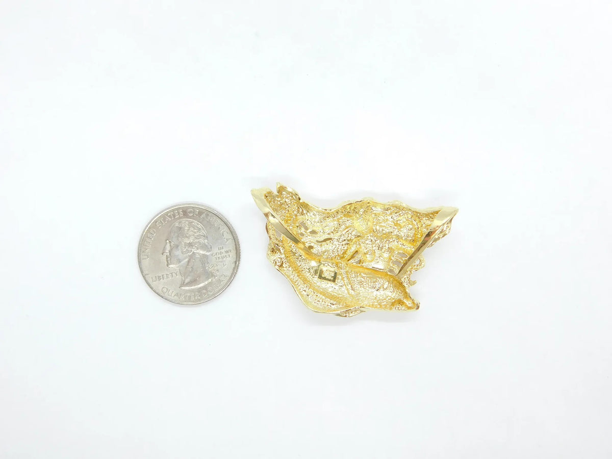14kt Yellow Gold Mermaid and Dolphin Slide Pendant