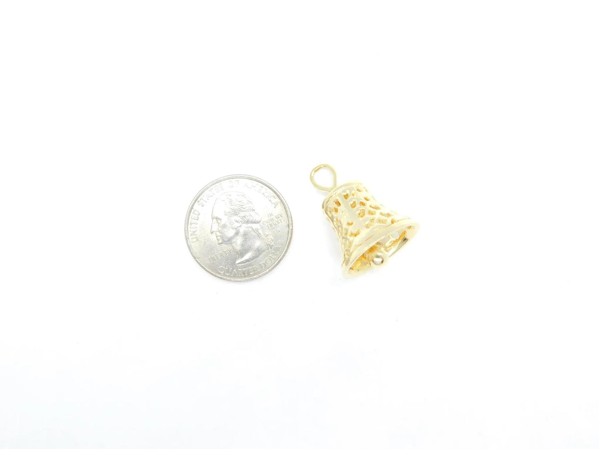 14kt Yellow Gold Filigree Jingle Bell Charm