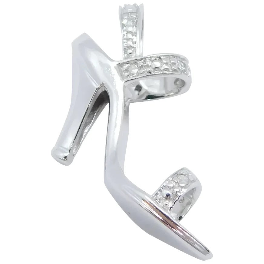 14kt White Gold Diamond High Heel Sandal Shoe Charm