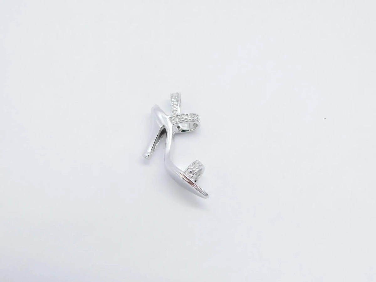 14kt White Gold Diamond High Heel Sandal Shoe Charm