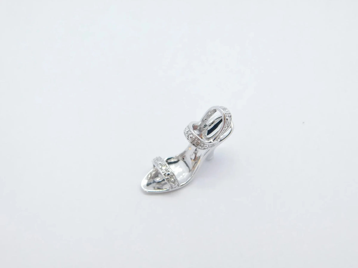 14kt White Gold Diamond High Heel Sandal Shoe Charm