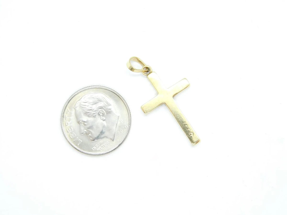 14kt Yellow Gold Etched Line Cross Pendant
