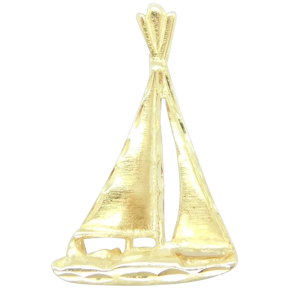 14kt Yellow Gold Sailboat Charm / Pendant