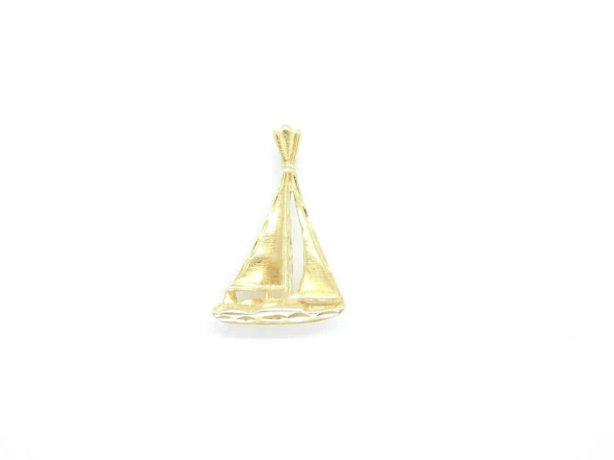 14kt Yellow Gold Sailboat Charm / Pendant