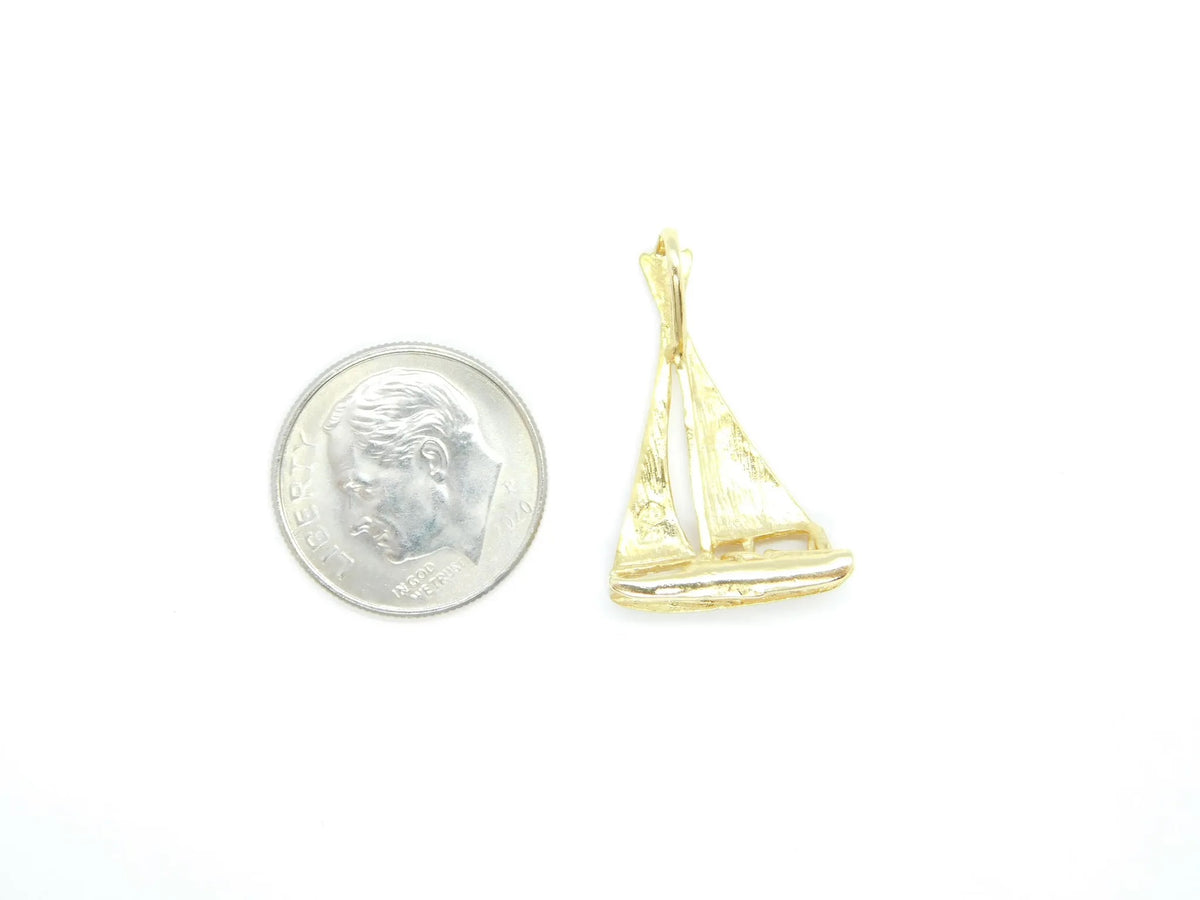 14kt Yellow Gold Sailboat Charm / Pendant