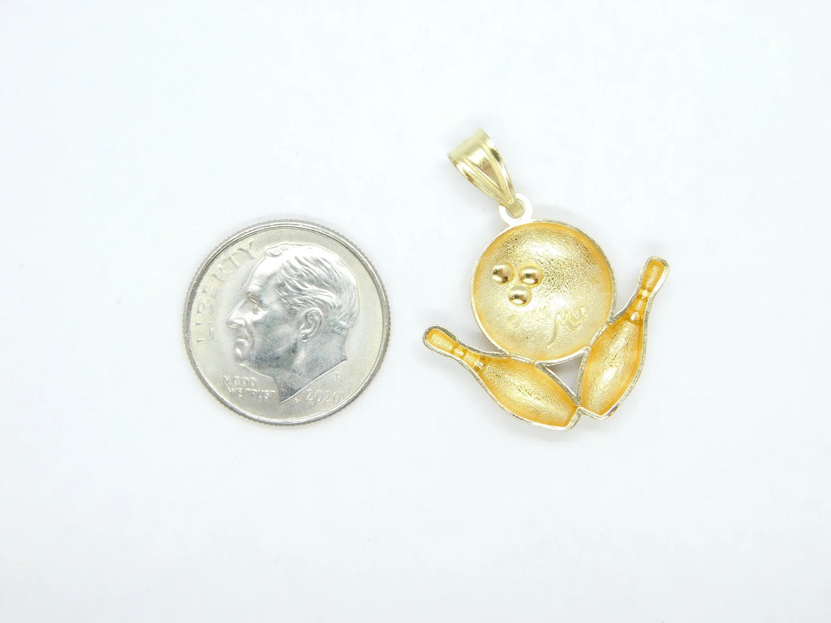 14kt Yellow Gold Bowling Ball and Pins Charm