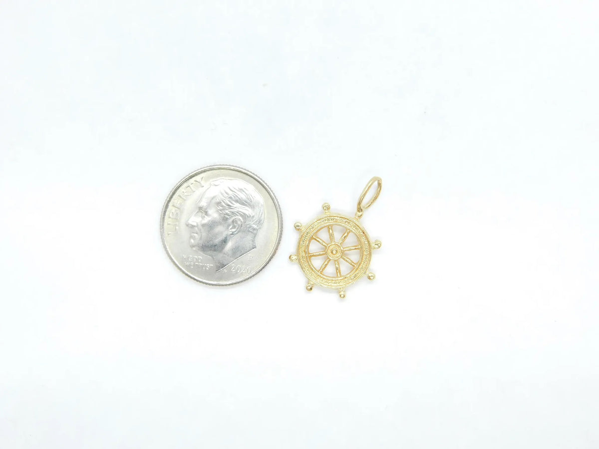14kt Yellow Gold Ships Wheel Charm