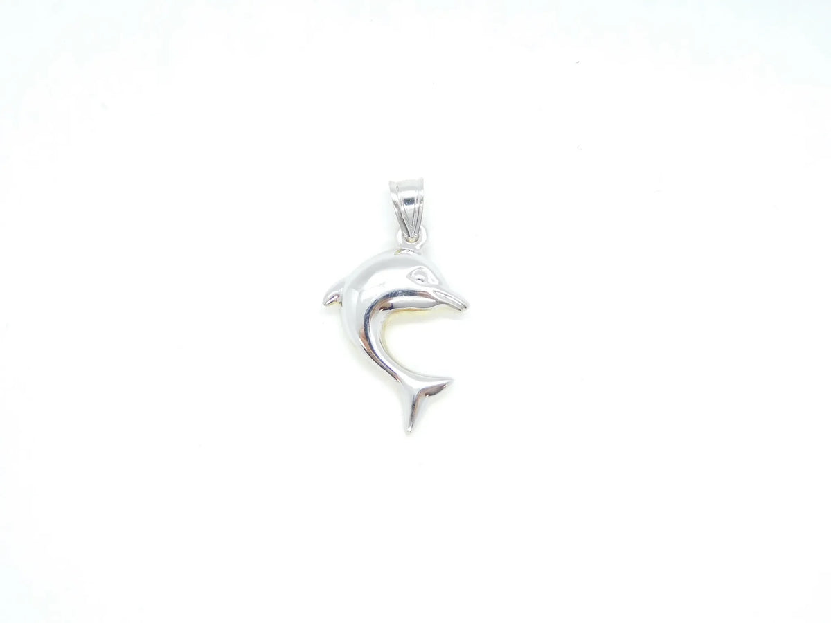 14kt Yellow and White Gold Puff Dolphin Pendant