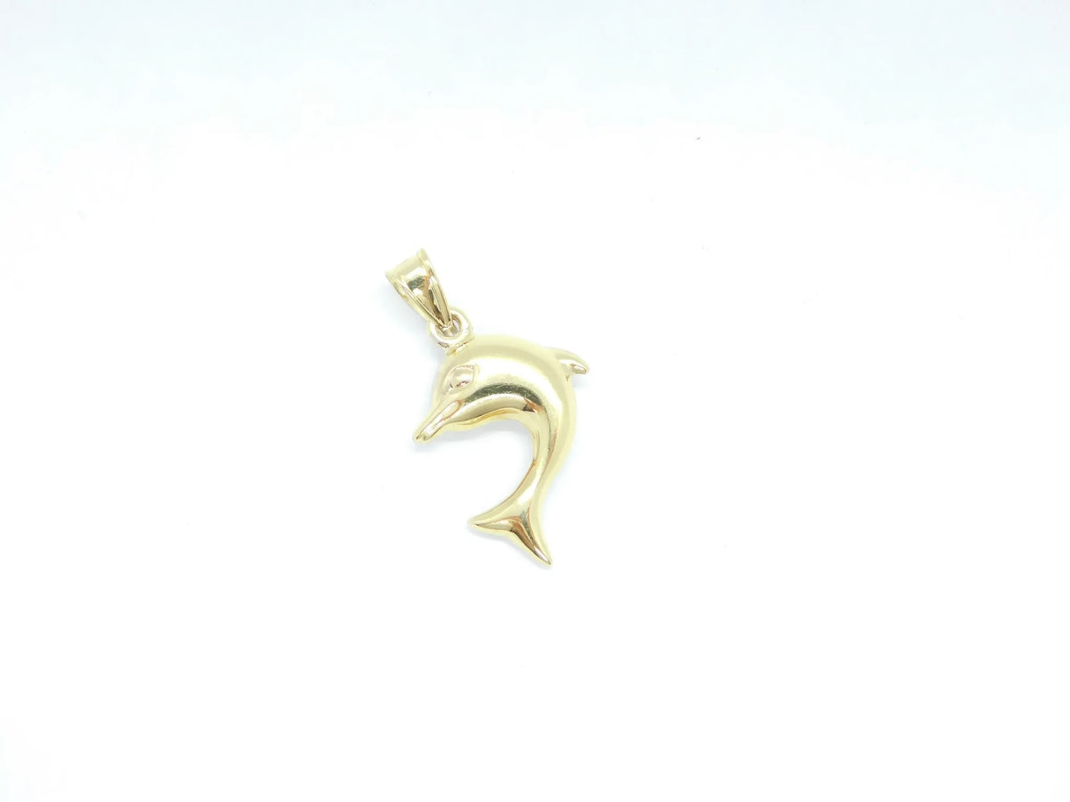 14kt Yellow and White Gold Puff Dolphin Pendant