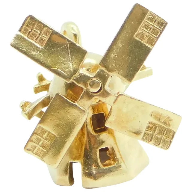14kt Yellow Gold Moving Windmill Charm