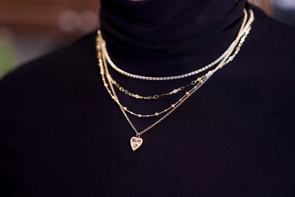 14kt Yellow Gold Alternating Beaded Chain