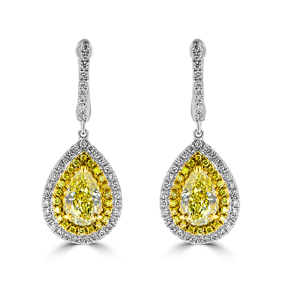 18KT GOLD 2.11 CTW & 0.66 CTW DIAMOND EARRINGS