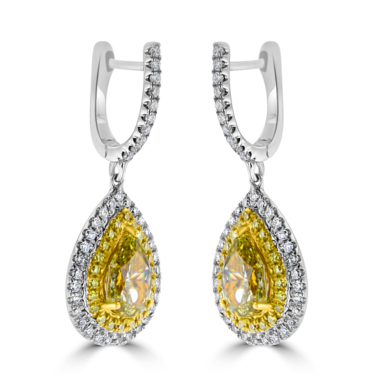 18KT GOLD 2.11 CTW & 0.66 CTW DIAMOND EARRINGS