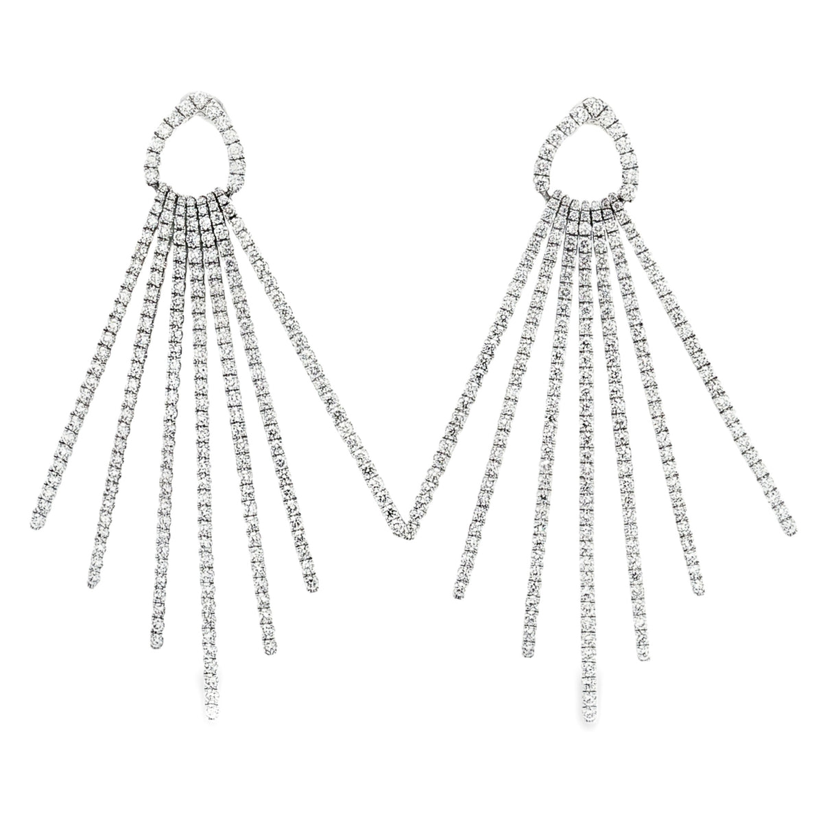 18KT White Gold 4.00 ctw Round Brilliant Diamond Linear Spray Earrings