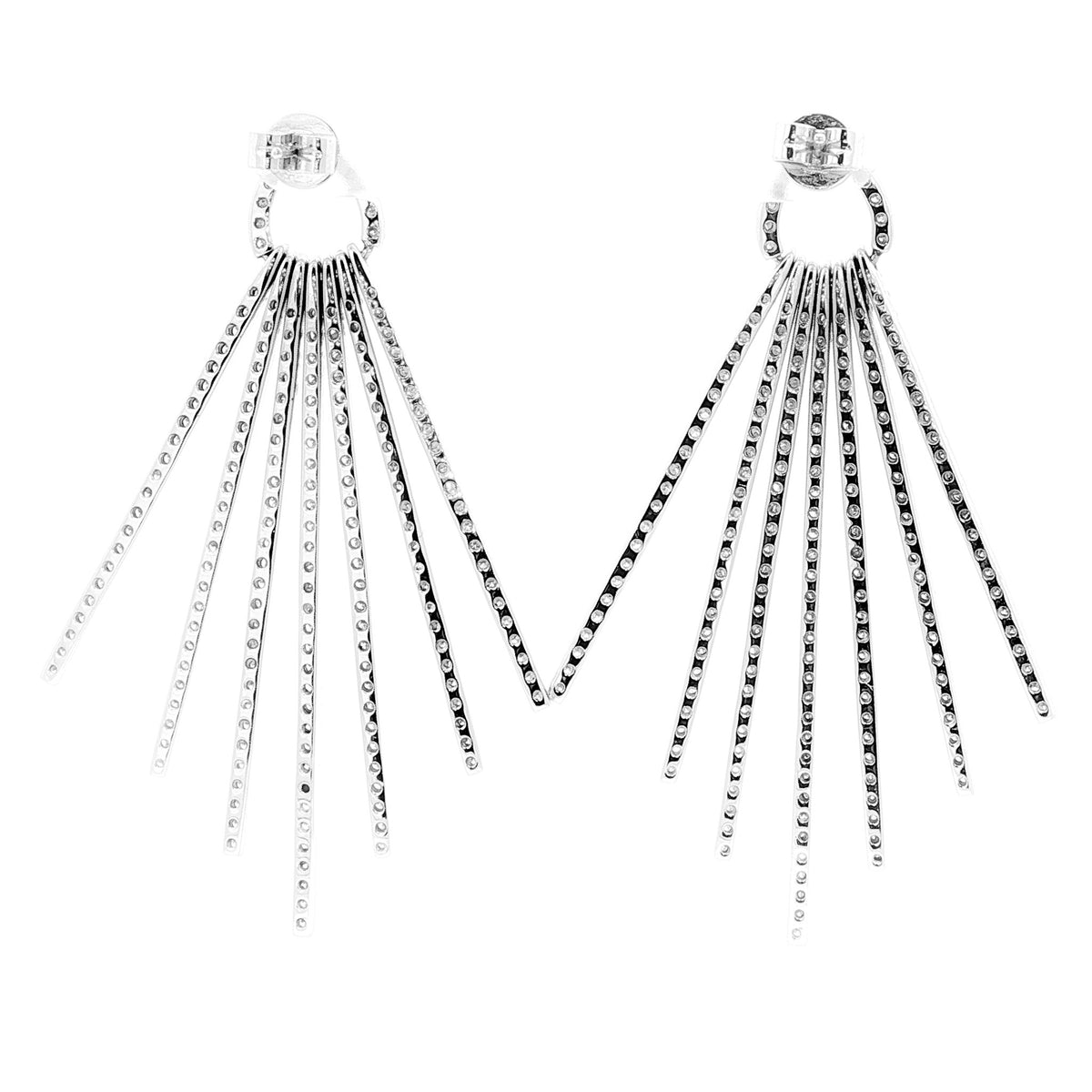 18KT White Gold 4.00 ctw Round Brilliant Diamond Linear Spray Earrings