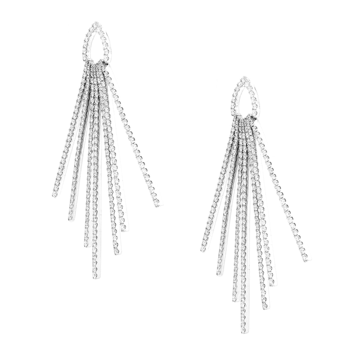 18KT White Gold 4.00 ctw Round Brilliant Diamond Linear Spray Earrings
