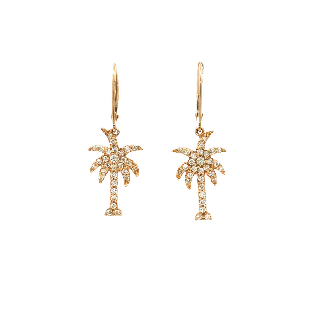 14kt Yellow Gold 0.39 ctw Diamond Palm Tree  Earrings