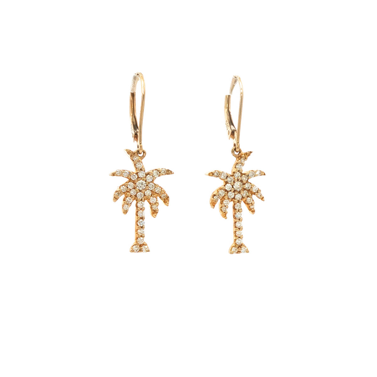 14kt Yellow Gold 0.39 ctw Diamond Palm Tree  Earrings