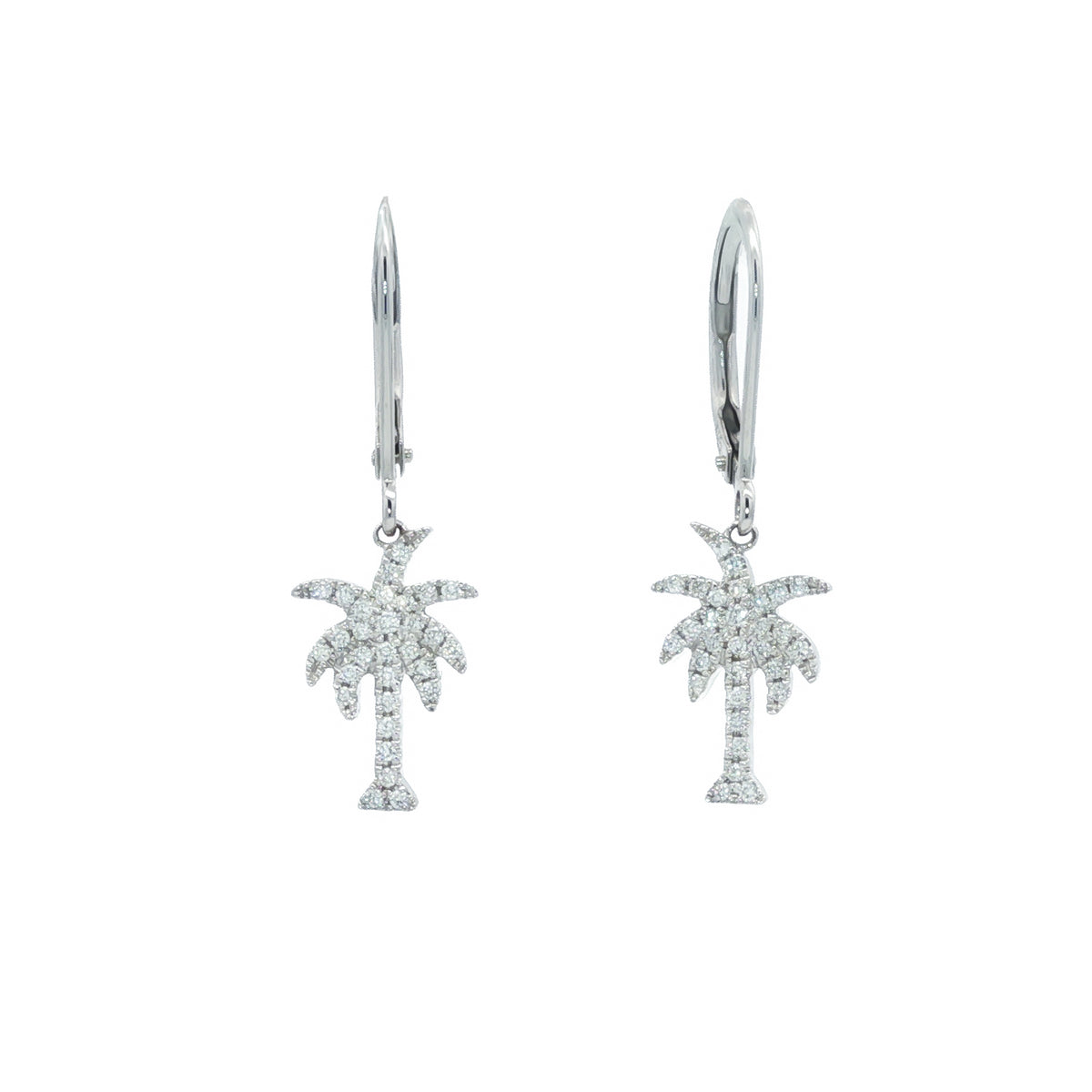 14kt White Gold 0.22 ctw Diamond Pavé Palm Tree Earrings