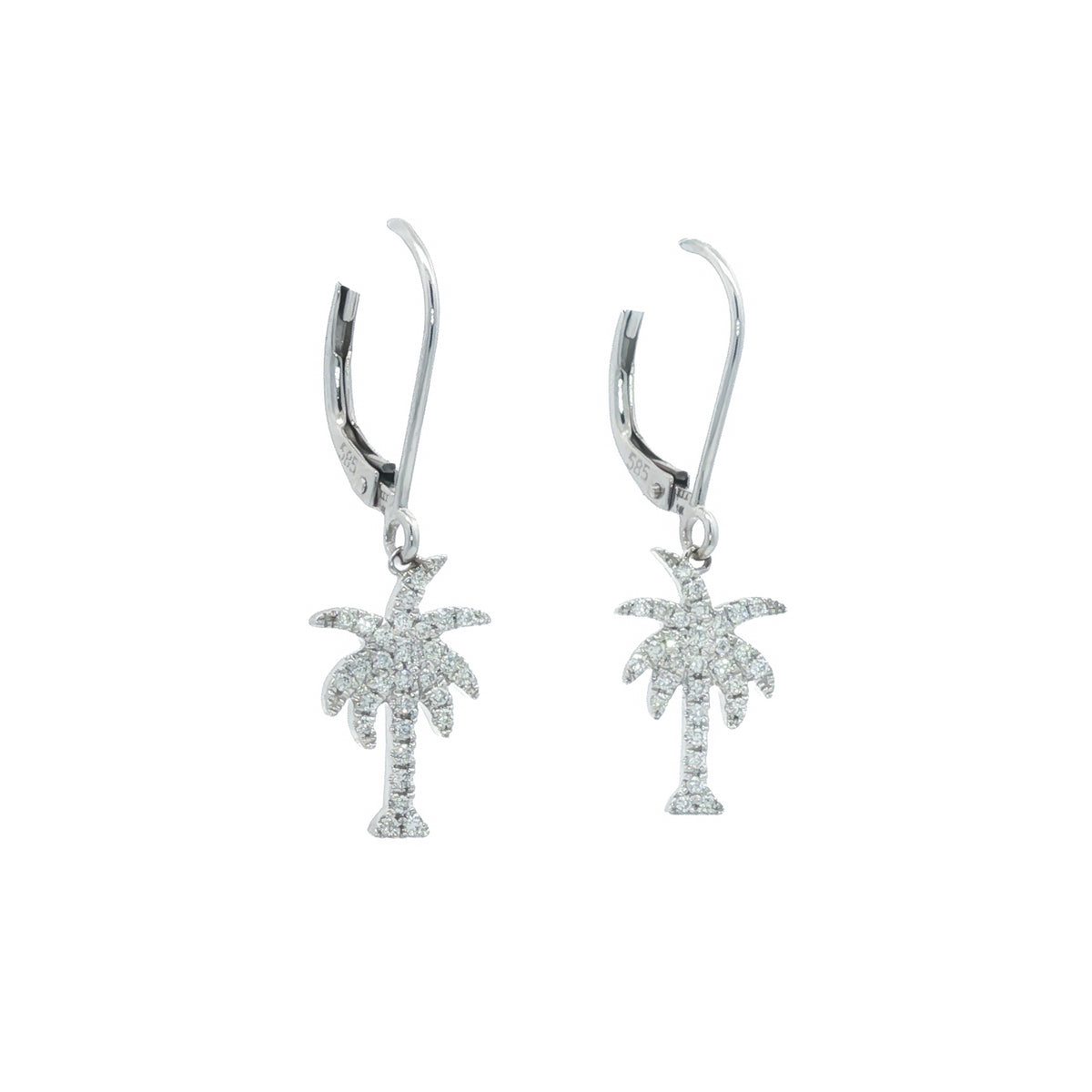 14kt White Gold 0.22 ctw Diamond Pavé Palm Tree Earrings
