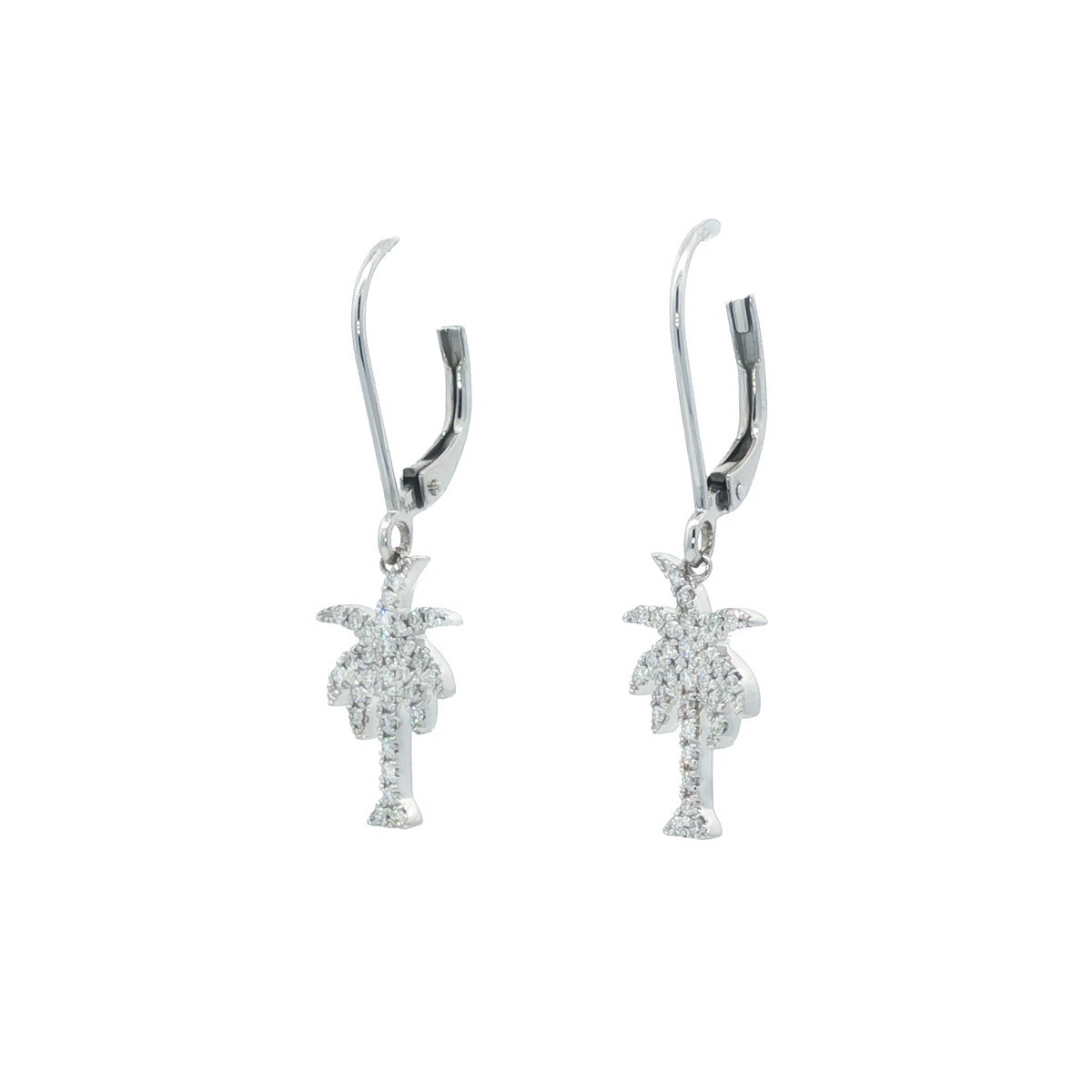 14kt White Gold 0.22 ctw Diamond Pavé Palm Tree Earrings