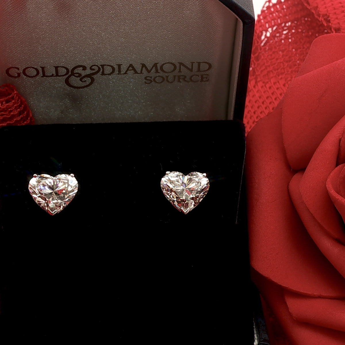 Juleve 14KT White Gold 6.02 ctw Heart Shape Diamond Stud Earrings