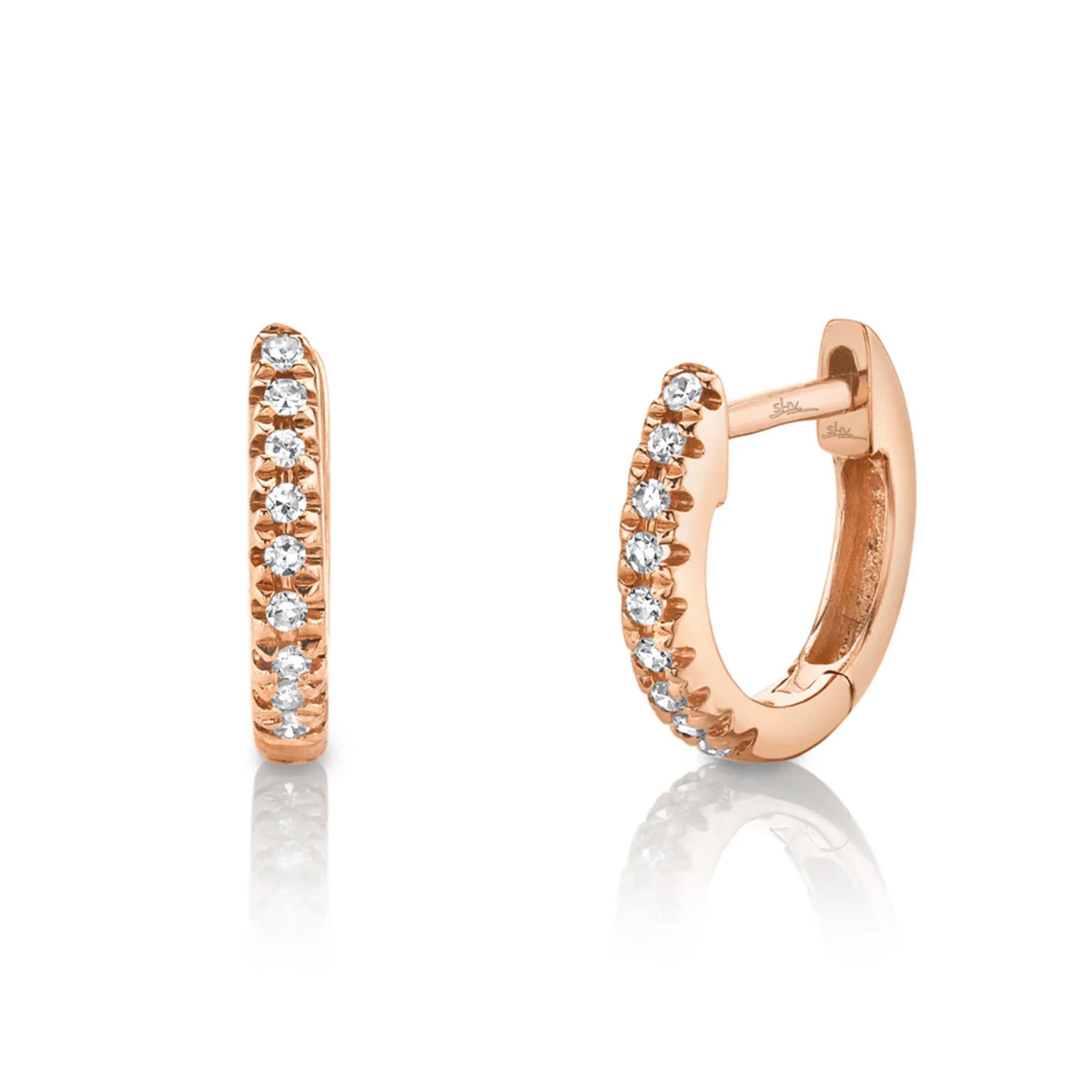 14kt Gold .07 ctw Diamond Huggie Hoop Earrings Rose