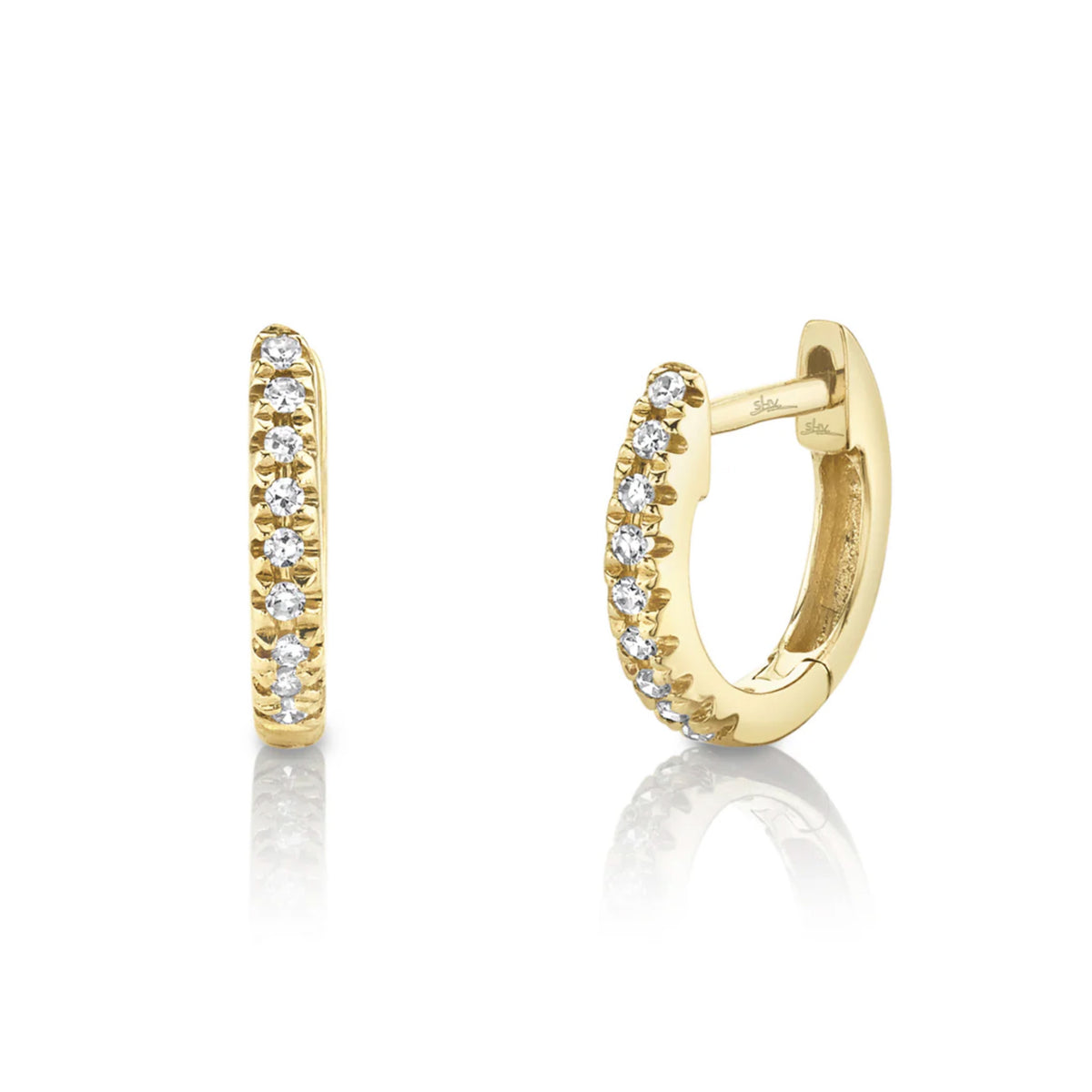 14kt Gold .07 ctw Diamond Huggie Hoop Earrings Yellow