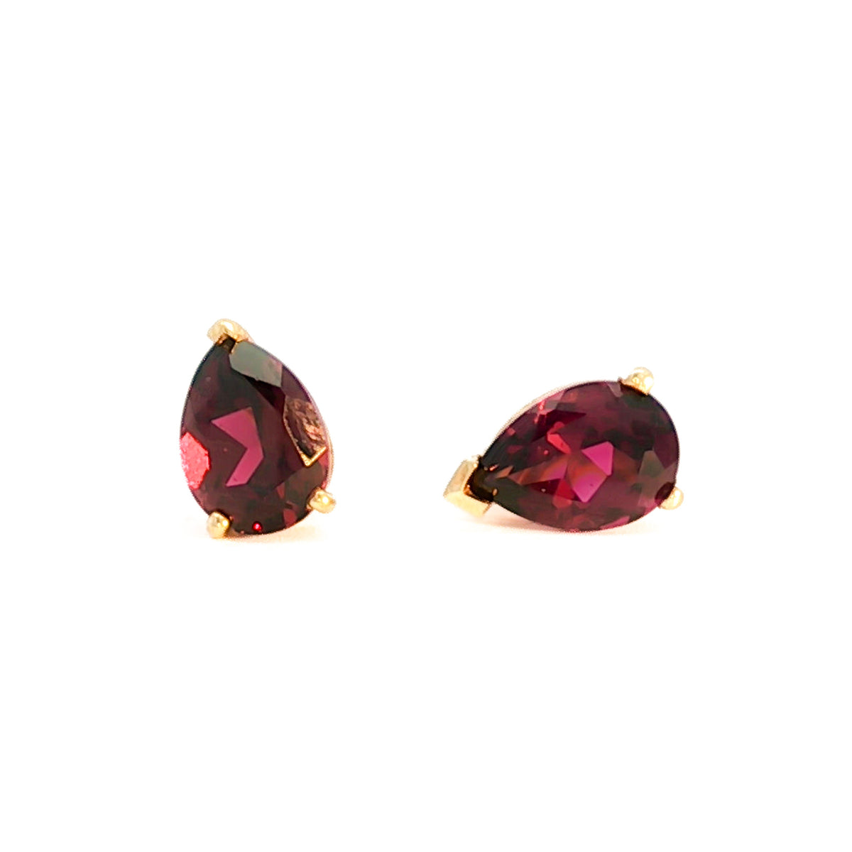 14kt Yellow Gold 7x5mm Pear Rhodolite Garnet Stud Earrings