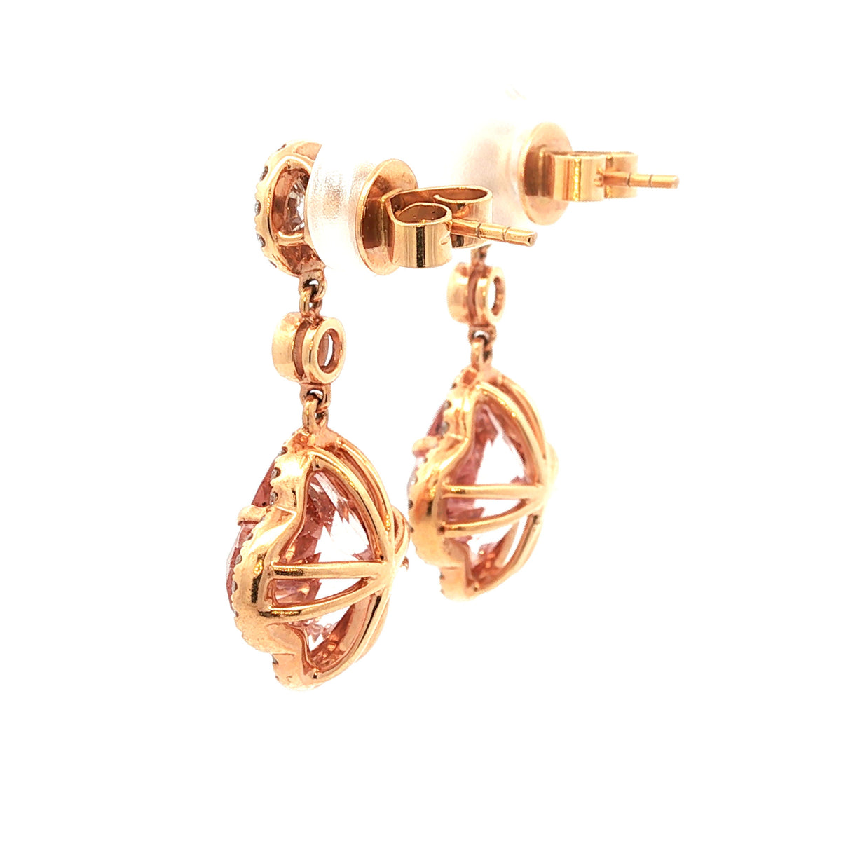 18kt Rose Gold 8.20 ctw Morganite& 0.95 ctw Diamond Drop Earrings